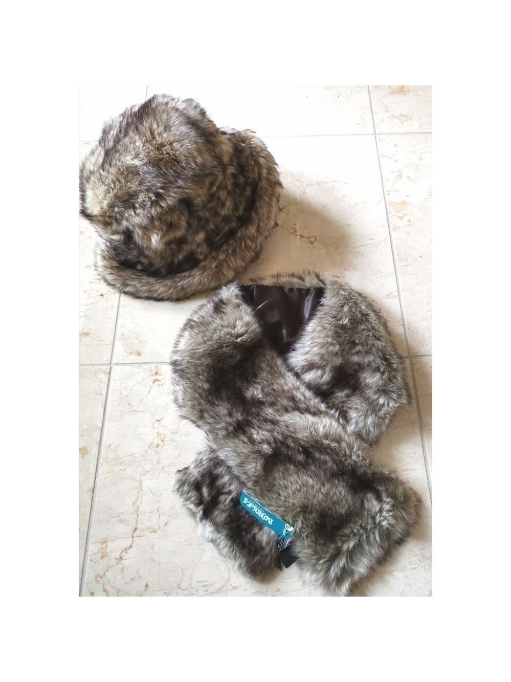 Nwt Faux fur hat and collar scarf set brown